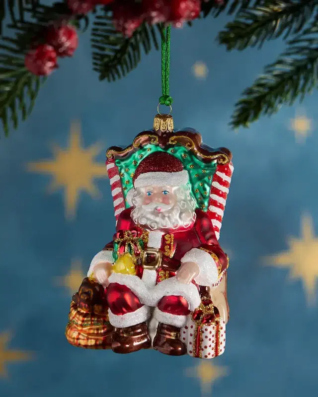 Exclusive Santa in Armchair Christmas Ornament
