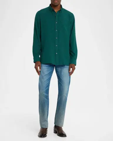 Tom Ford Men's Cotton and Cashmere Pocket Sport Shirt | Thumbnail 2