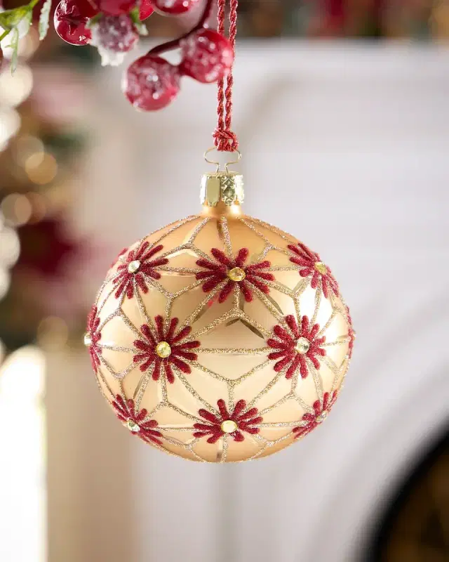 Exclusive Art Deco Matte Gold Ball Christmas Ornament