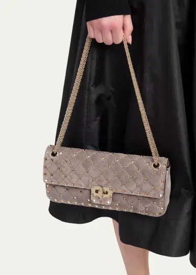 Valentino Garavani Quilted Rockstud Suede Shoulder Bag | Thumbnail 2