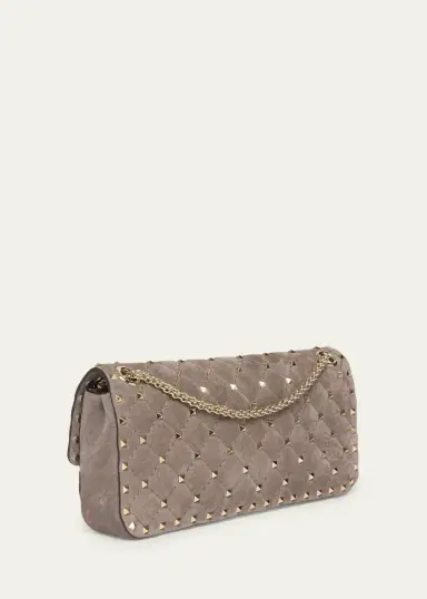 Valentino Garavani Quilted Rockstud Suede Shoulder Bag | Thumbnail 3
