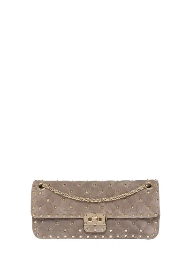 Valentino Garavani Quilted Rockstud Suede Shoulder Bag