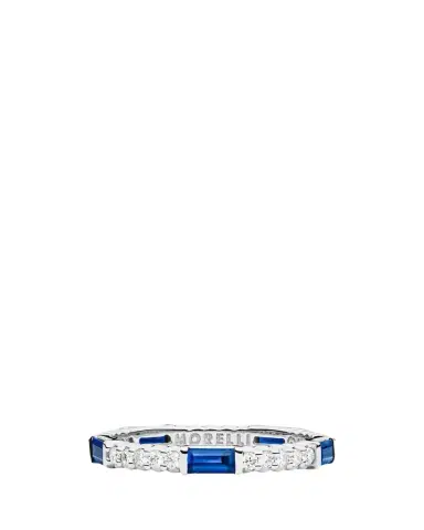 Paul Morelli Blue Sapphire & Diamond Pinpoint Baguette Ring in 18K White Gold | Thumbnail 1 Paul Morelli Blue Sapphire & Diamond Pinpoint Baguette Ring in 18K White Gold | Thumbnail 1