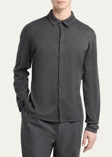 Giorgio Armani Men's Cashmere Button-Down Shirt | Thumbnail 4