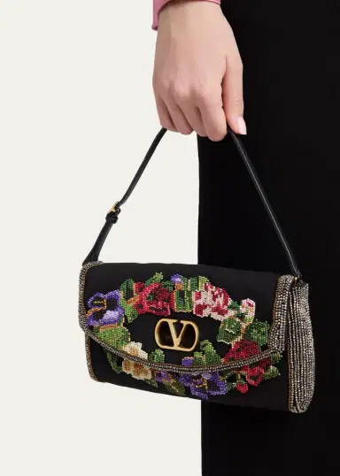 Valentino Garavani Floral Beaded Shoulder Bag | Thumbnail 2