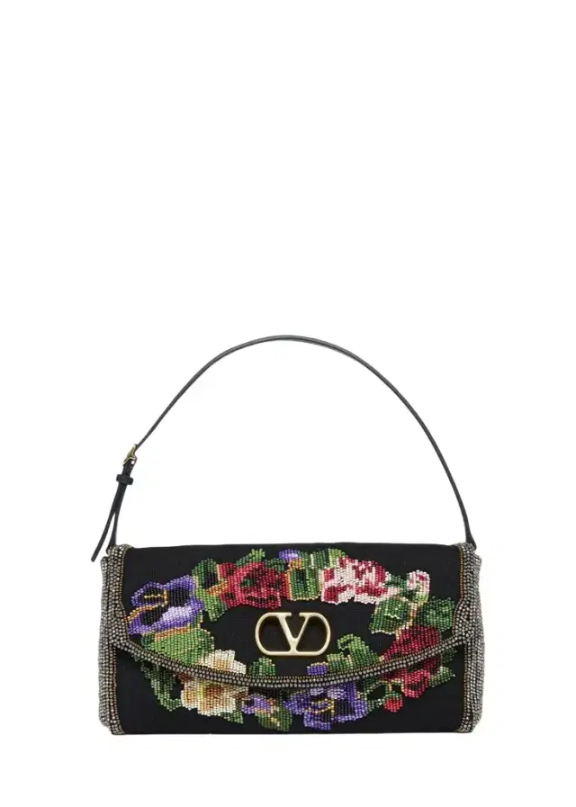 Valentino Garavani Floral Beaded Shoulder Bag