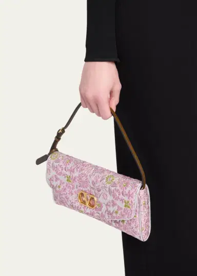 Valentino Garavani Devain Metallic Floral Jacquard Top-Handle Bag | Thumbnail 2
