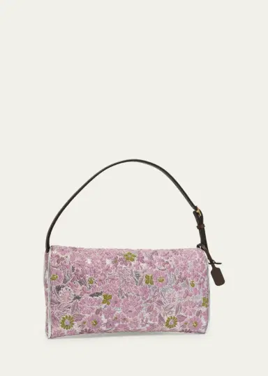 Valentino Garavani Devain Metallic Floral Jacquard Top-Handle Bag | Thumbnail 3