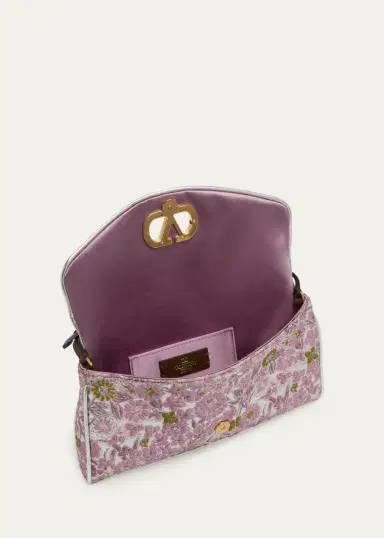 Valentino Garavani Devain Metallic Floral Jacquard Top-Handle Bag | Thumbnail 4