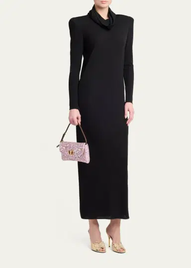 Valentino Garavani Devain Metallic Floral Jacquard Top-Handle Bag | Thumbnail 5