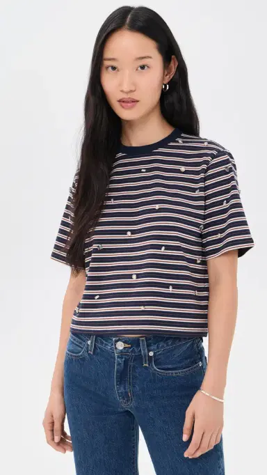 Veronica Beard Jean Sebastian Rhinestone Tee heritage navy multi | Thumbnail 2 Veronica Beard Jean Sebastian Rhinestone Tee heritage navy multi | Thumbnail 2