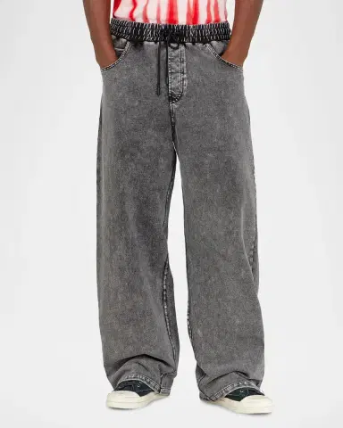 Diesel Men's TR-p-stuk Stretch Denim-Effect Sweatpants | Thumbnail 4 Diesel Men's TR-p-stuk Stretch Denim-Effect Sweatpants | Thumbnail 4