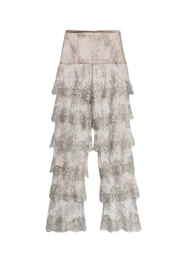 Valentino Garavani Metallic Lace Ruffle Straight-Leg Pants