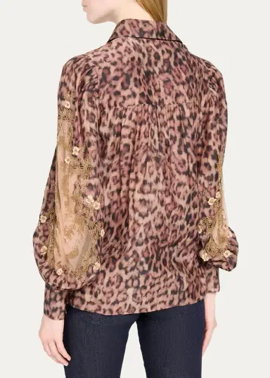 Kobi Halperin Lizzie Beaded Animal-Print Blouse | Thumbnail 3 Kobi Halperin Lizzie Beaded Animal-Print Blouse | Thumbnail 3