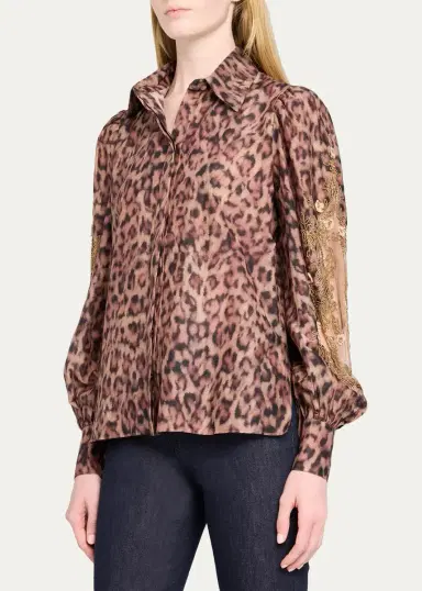 Kobi Halperin Lizzie Beaded Animal-Print Blouse | Thumbnail 4 Kobi Halperin Lizzie Beaded Animal-Print Blouse | Thumbnail 4