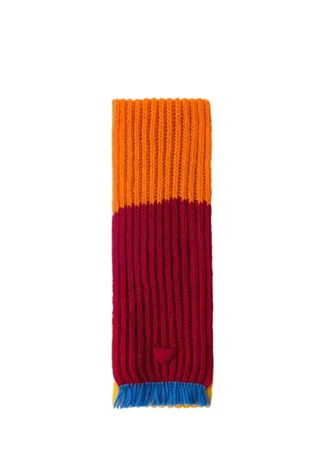 Prada Colorblock Rib-Knit Wool Scarf