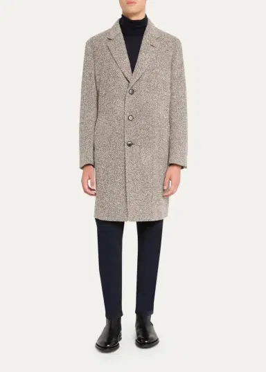 Zegna Men's Oasi Cashmere Melange Overcoat | Thumbnail 2