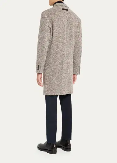 Zegna Men's Oasi Cashmere Melange Overcoat | Thumbnail 3