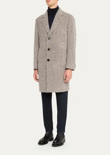 Zegna Men's Oasi Cashmere Melange Overcoat | Thumbnail 4