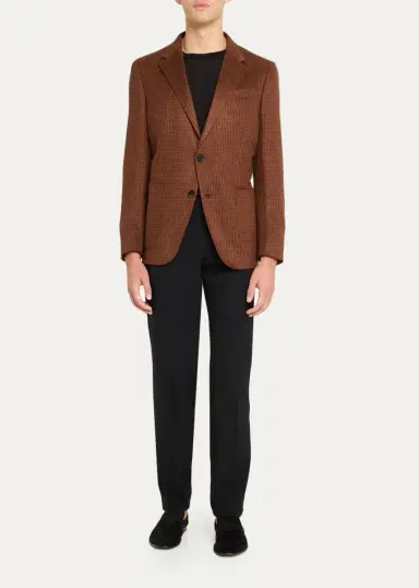 Zegna Men's Cashmere-Silk Houndstooth Single-Breasted Sport Coat | Thumbnail 2