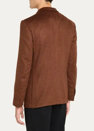 Zegna Men's Cashmere-Silk Houndstooth Single-Breasted Sport Coat | Thumbnail 3