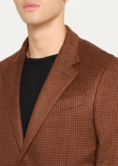 Zegna Men's Cashmere-Silk Houndstooth Single-Breasted Sport Coat | Thumbnail 5