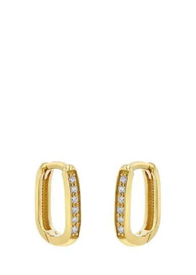 Zoë Chicco 14K Pave Diamond Thick Small Oval Hinge Huggie Hoop Earrings | Thumbnail 1