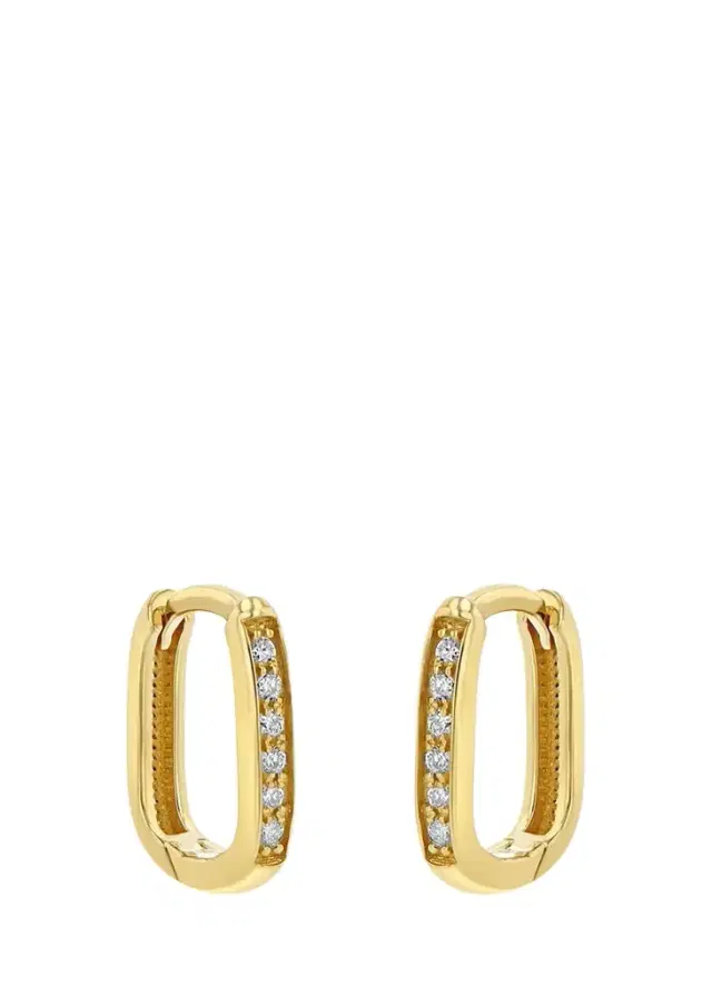 Zoë Chicco 14K Pave Diamond Thick Small Oval Hinge Huggie Hoop Earrings