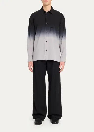 IM MEN Men's Textured Cotton Drip Degrade Button-Down Shirt | Thumbnail 2