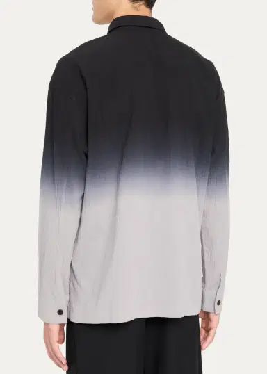 IM MEN Men's Textured Cotton Drip Degrade Button-Down Shirt | Thumbnail 3