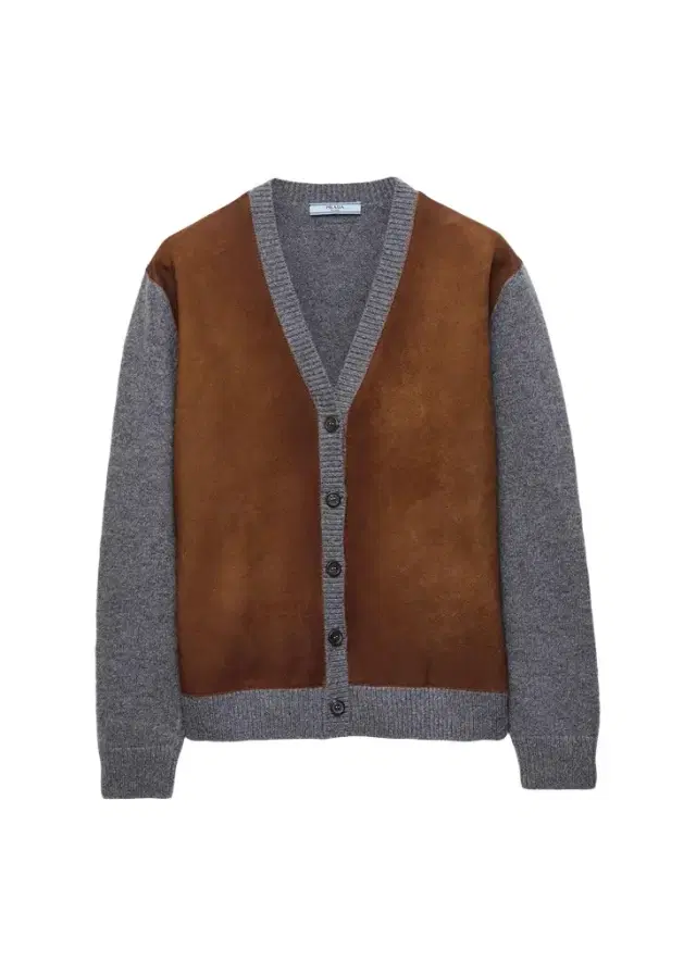 Prada Suede & Wool Knit V-Neck Cardigan