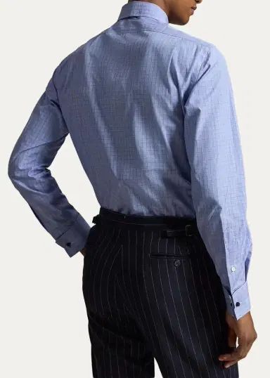 Polo Ralph Lauren Men's Cotton Plaid Custom Fit French Cuff Dress Shirt | Thumbnail 3