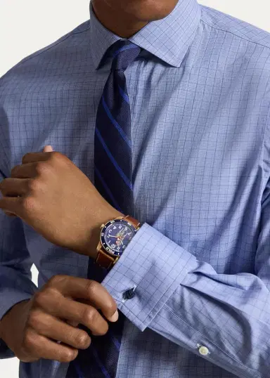 Polo Ralph Lauren Men's Cotton Plaid Custom Fit French Cuff Dress Shirt | Thumbnail 5