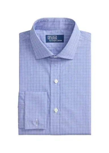 Polo Ralph Lauren Men's Cotton Plaid Custom Fit French Cuff Dress Shirt | Thumbnail 1