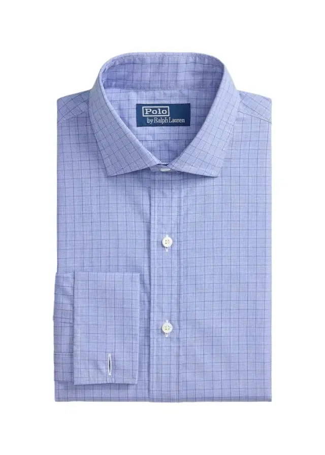 Polo Ralph Lauren Men's Cotton Plaid Custom Fit French Cuff Dress Shirt