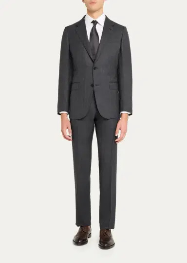 Zegna Men's Wool Micro-Chevron Two-Piece Suit | Thumbnail 2