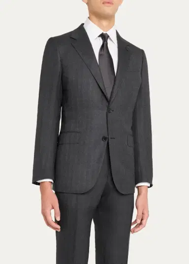 Zegna Men's Wool Micro-Chevron Two-Piece Suit | Thumbnail 4
