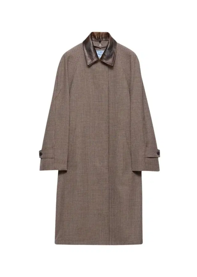 Prada Plaid Wool-Leather Belted Coat