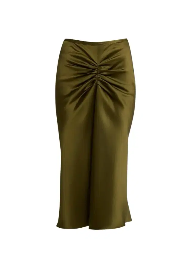 Victoria Beckham Bela Gathered Waist Satin Midi Skirt