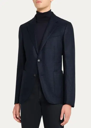 Zegna Men's Oasi Cashmere-Blend Plaid Single-Breasted Sport Coat | Thumbnail 4