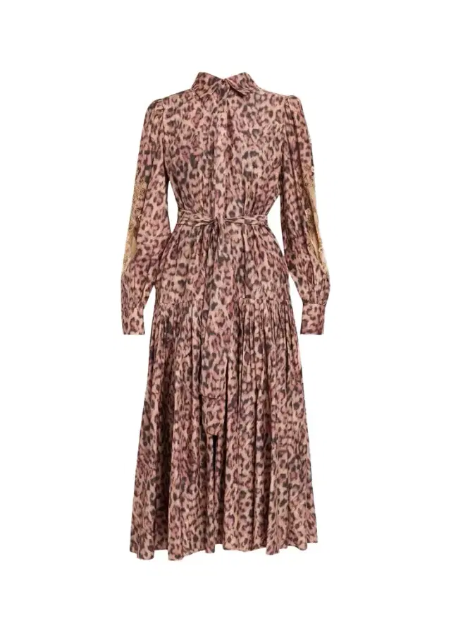 Kobi Halperin Jordy Beaded Animal-Print Midi Dress