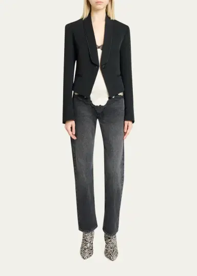 Isabel Marant Pialena Satin Trim SIngle-Breasted Tailored Jacket | Thumbnail 2