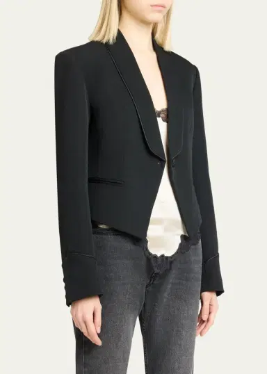 Isabel Marant Pialena Satin Trim SIngle-Breasted Tailored Jacket | Thumbnail 4