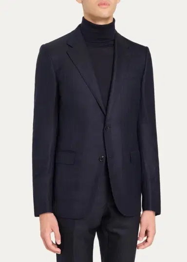 Zegna Men's Wool Fine Stripe Single-Breasted Sport Coat | Thumbnail 4