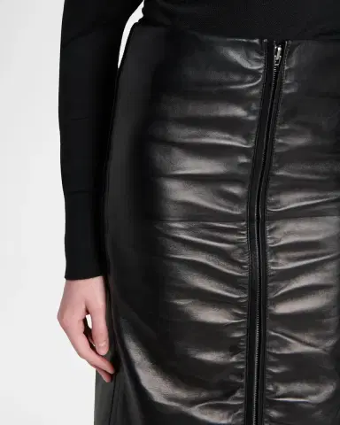 Tom Ford Ruched Leather Zip-Front Skirt | Thumbnail 5