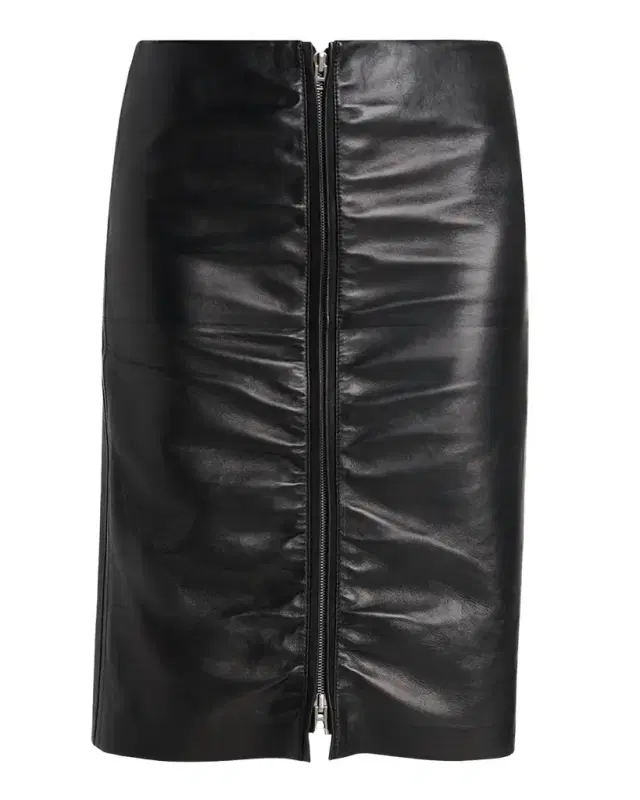 Tom Ford Ruched Leather Zip-Front Skirt