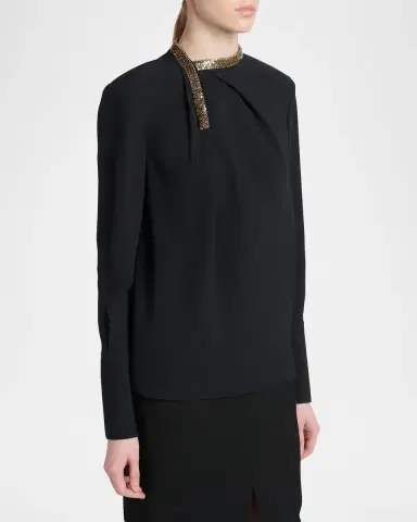 Tom Ford Asymmetric Golden Collar Top | Thumbnail 4