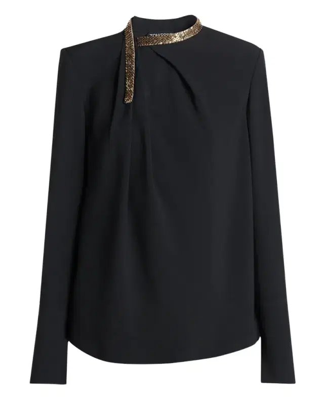 Tom Ford Asymmetric Golden Collar Top