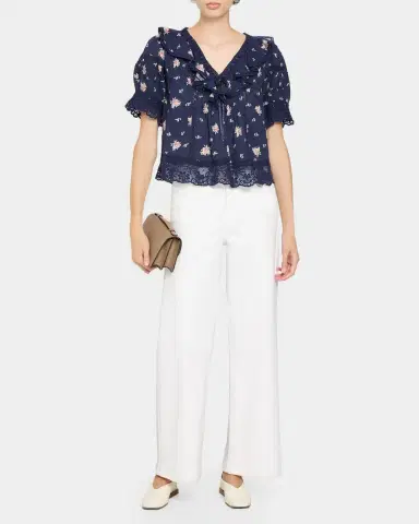 LoveShackFancy Romilly Floral Cotton Blouse | Thumbnail 2