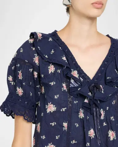 LoveShackFancy Romilly Floral Cotton Blouse | Thumbnail 5